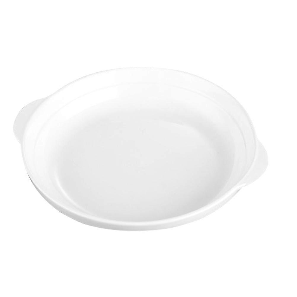 White Ceramic Double Handle Pie Pan for Baking Kitchen Versatile Use