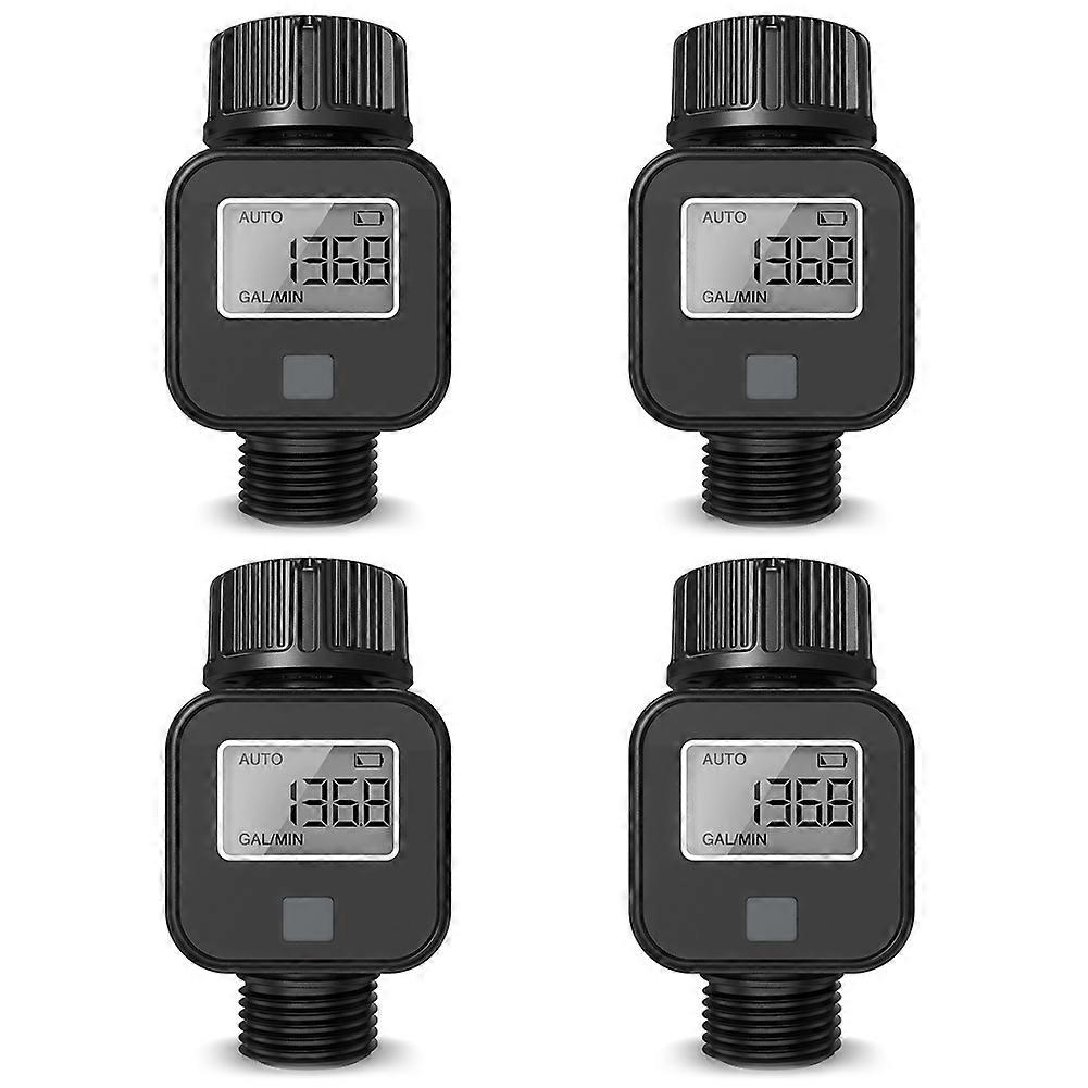 4PCS Water Flow Meter Digital Display Water Flow Recorder Real-Time Check for Measuring Water Usage Flow Outdoor Garden