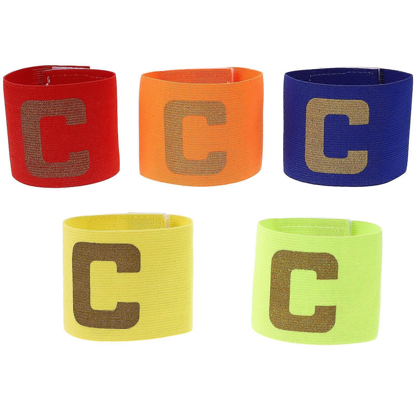 Soccer Captain Armbands for Kids Elastic Wrap-Around Design 5Pcs Set