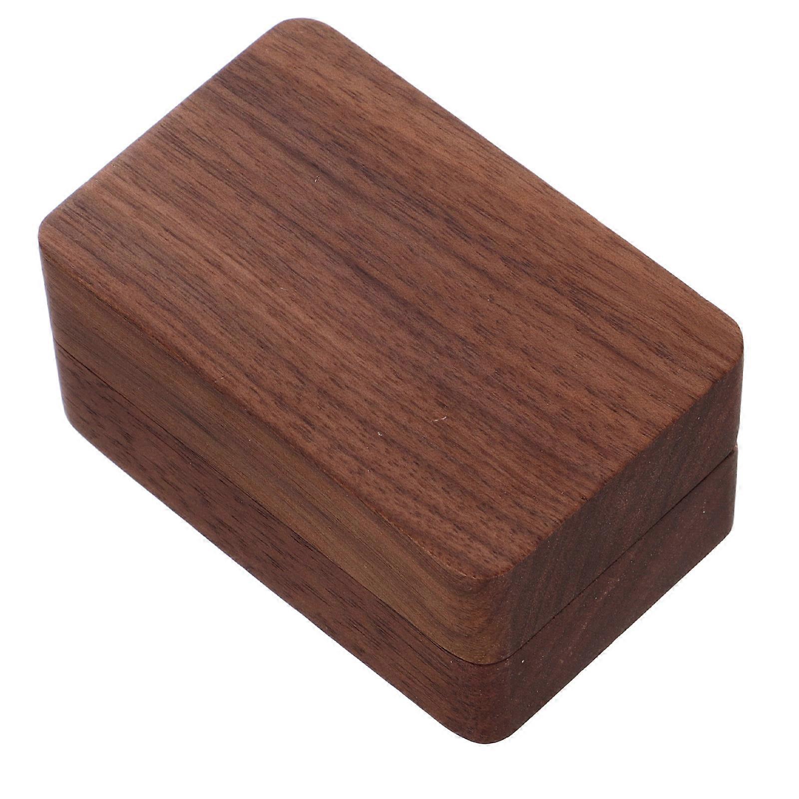 Brown Wood Engagement Ring Box for Wedding Proposal Storage