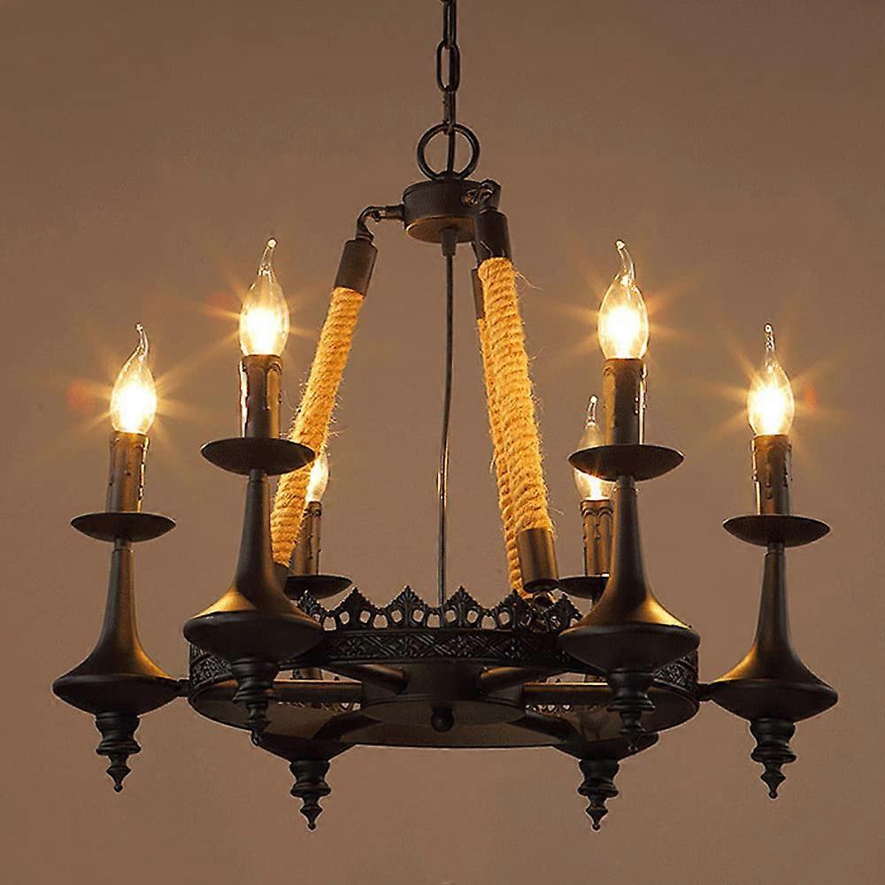 Farmhouse Chandelier Rustic Wagon Wheel 6Light Black E12 Candle Holders Adjustable Chain