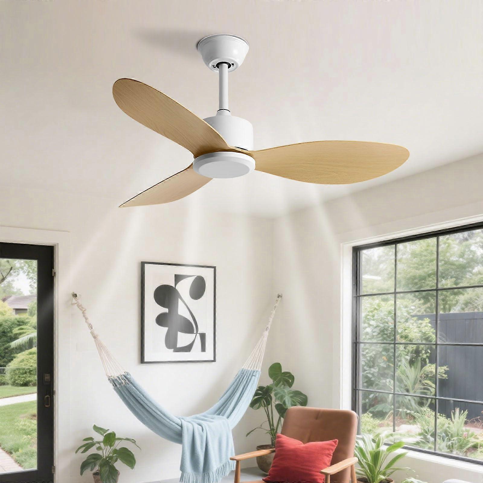 Modern Ceiling Fan with Remote Control, Silent Flush Mount No Light, 6Speed 36in for Bedroom