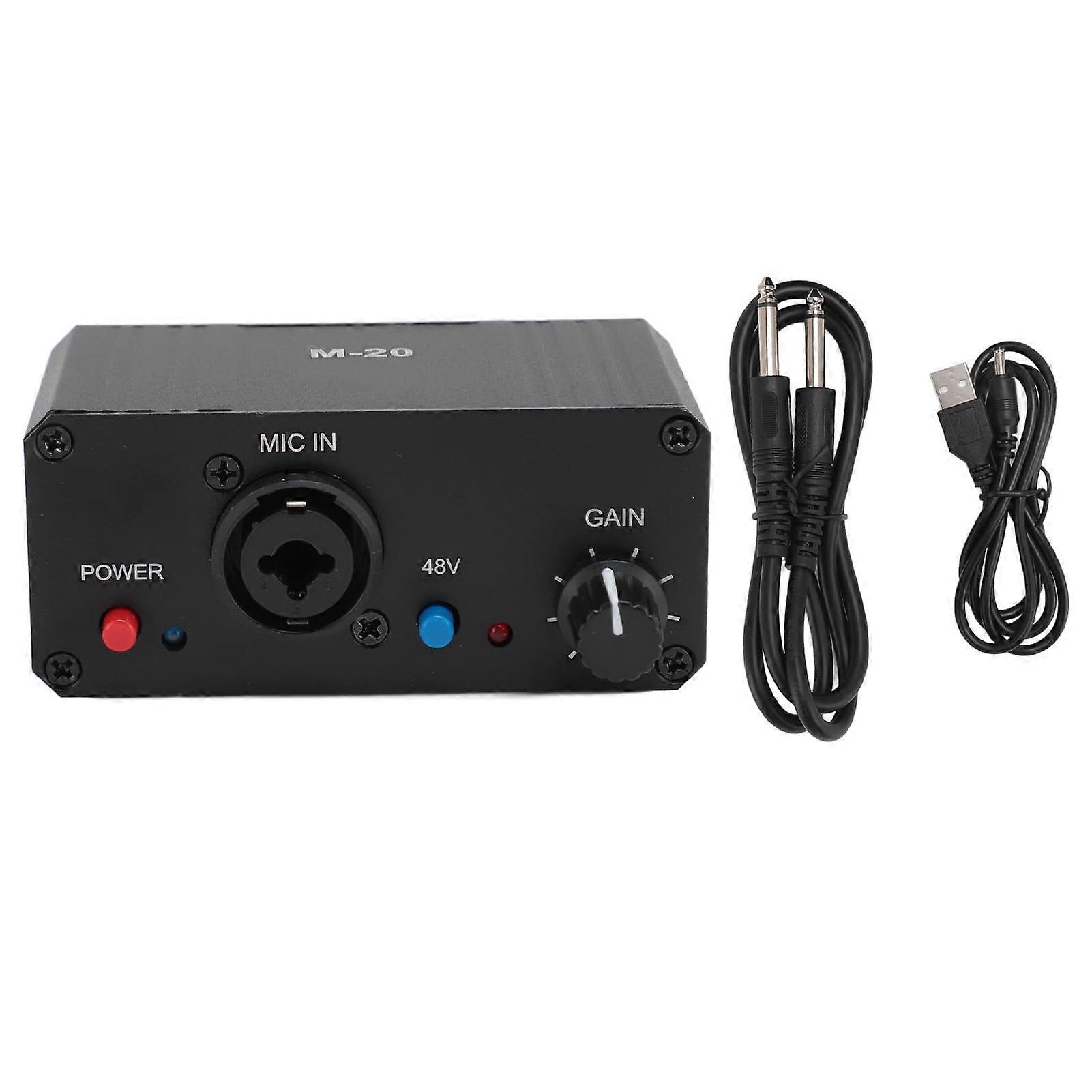 Microphone Preamp with  Gain 48V Phantom Power, UltraLow Noise Mic Booster for Dynamic and Condenser Mics