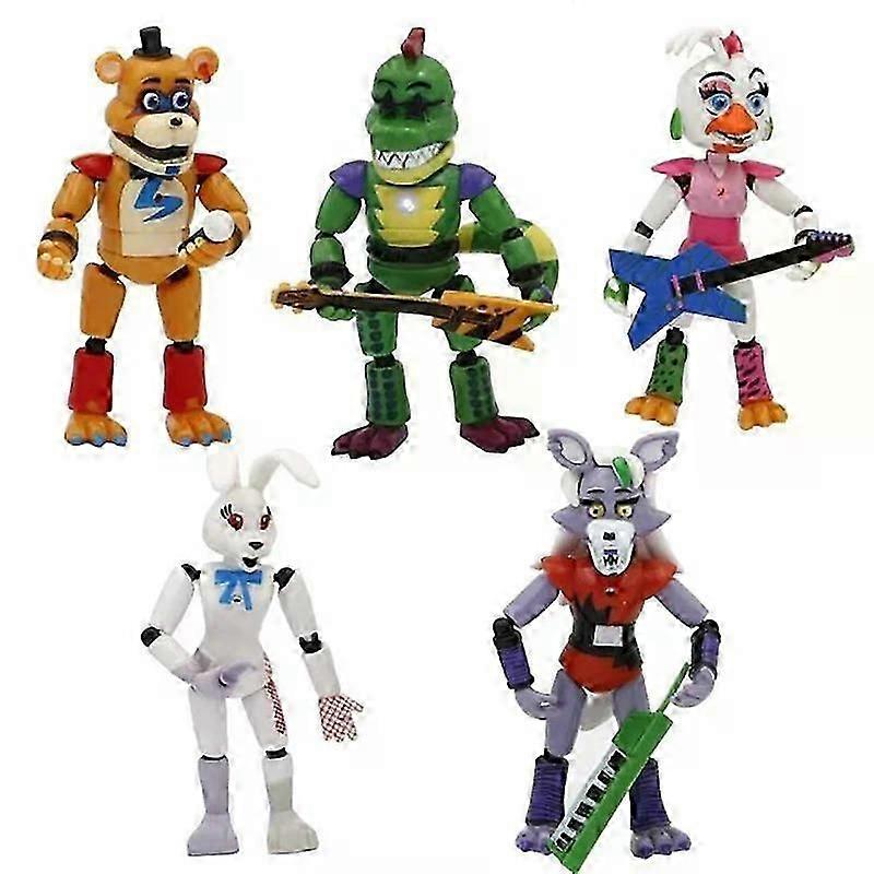 5-6Pcs/Set FNAF Security Breach Action Figures Joint Movable Detachable Bonnie Foxy Fazbear Bear Doll Toys