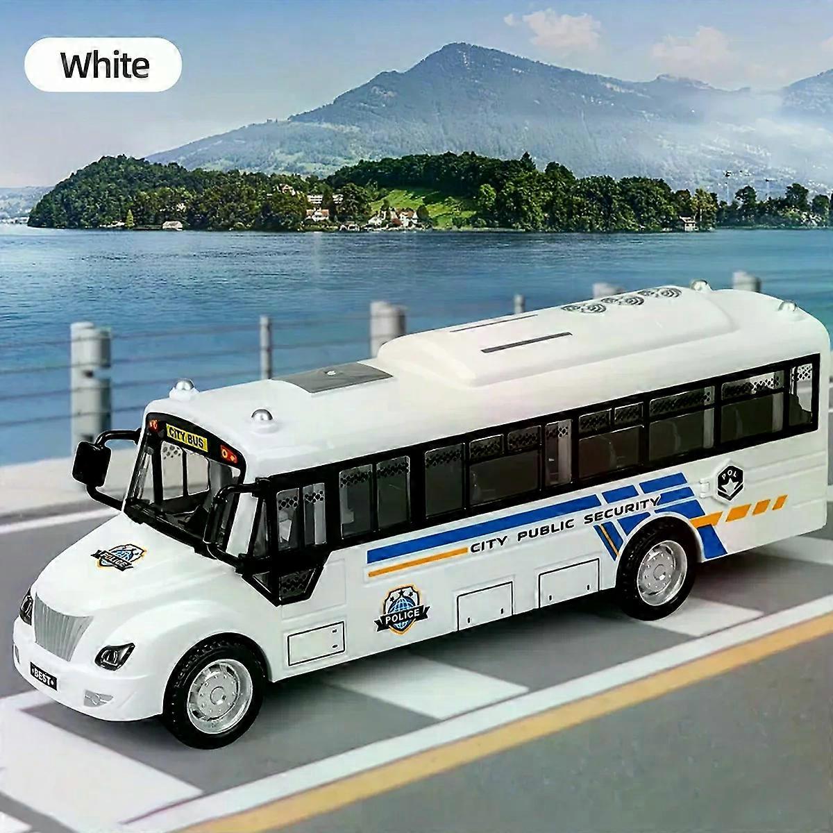 1pc Cool Bus Toys Large Size School Model With Sound And Light Effects Pull-Back And Pull-Forward Functions Open-Door
