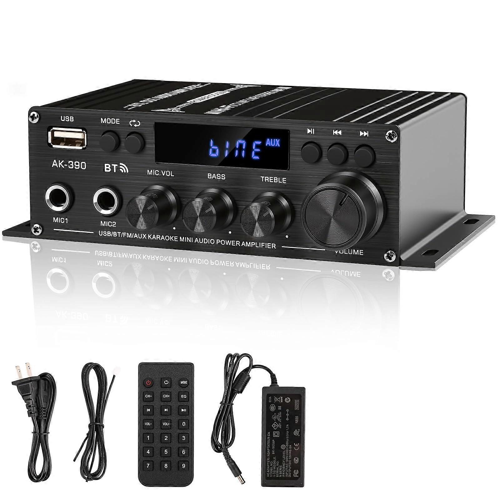 Bluetooth Stereo Amplifier 800W Dual Channel Home Audio Receiver with Bluetooth 5.0 FM USB AUX Mic