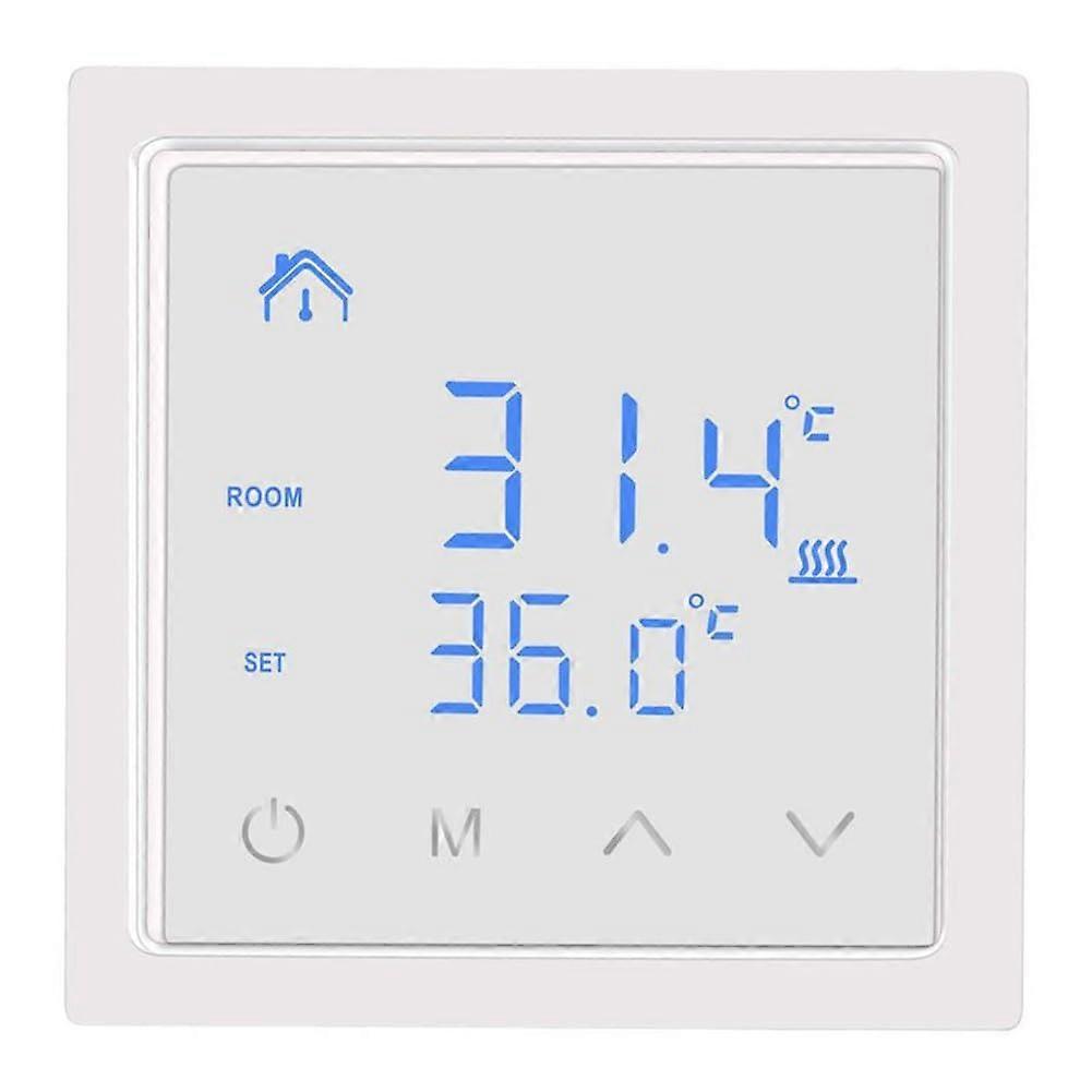 Smart Thermostat with LED Touch Control, Wall Mounted, Precise Heating, White with Child Lock