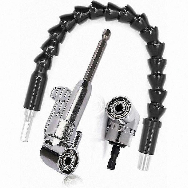 Flexible Right Angle Drill Adapter with 1/4" Hex Shank, 105 Degree Angle Bit for Screwdriver and Drill Extension Kit