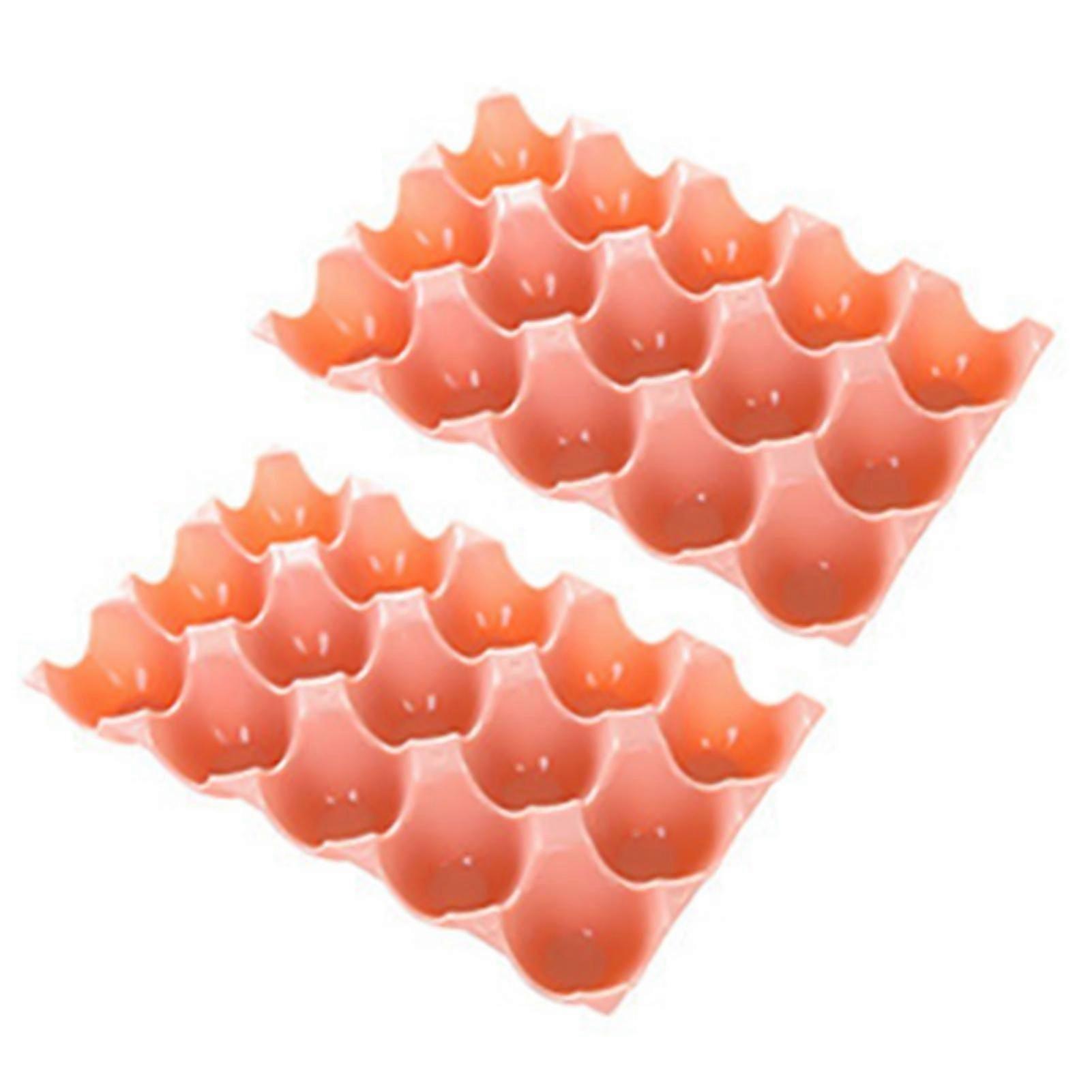 2pcs Eggs Rack Multi-color Reusable Plastic 15 Grids Eggs Storage Plate For Kitchen