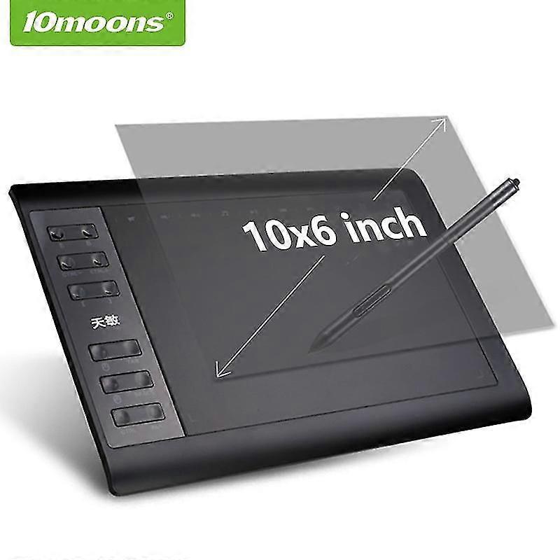 10moons 10x6 polegadas Tablet Desenho Gráfico 8192 Níveis Tablet Digital Sem Necessidade de Caneta de Carga