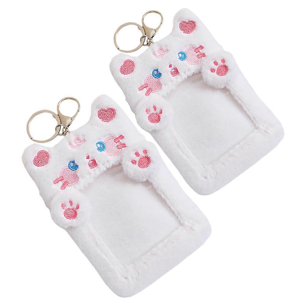 White Plush Card Holder Bus Card Protector for Daily Use 2Pcs