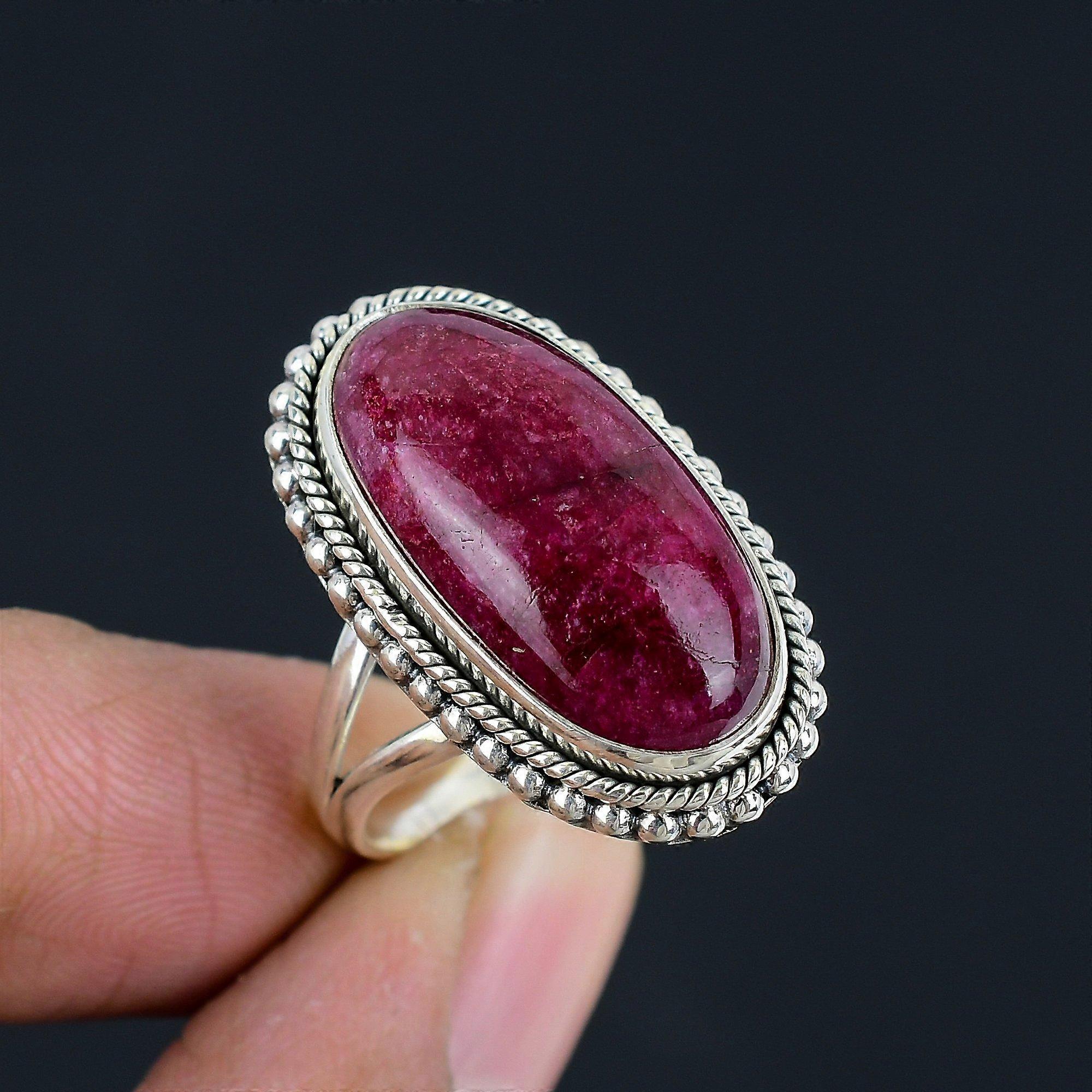 Natural Ruby Gemstone 925 Sterling Silver Split Shank Ring For Women & Girls