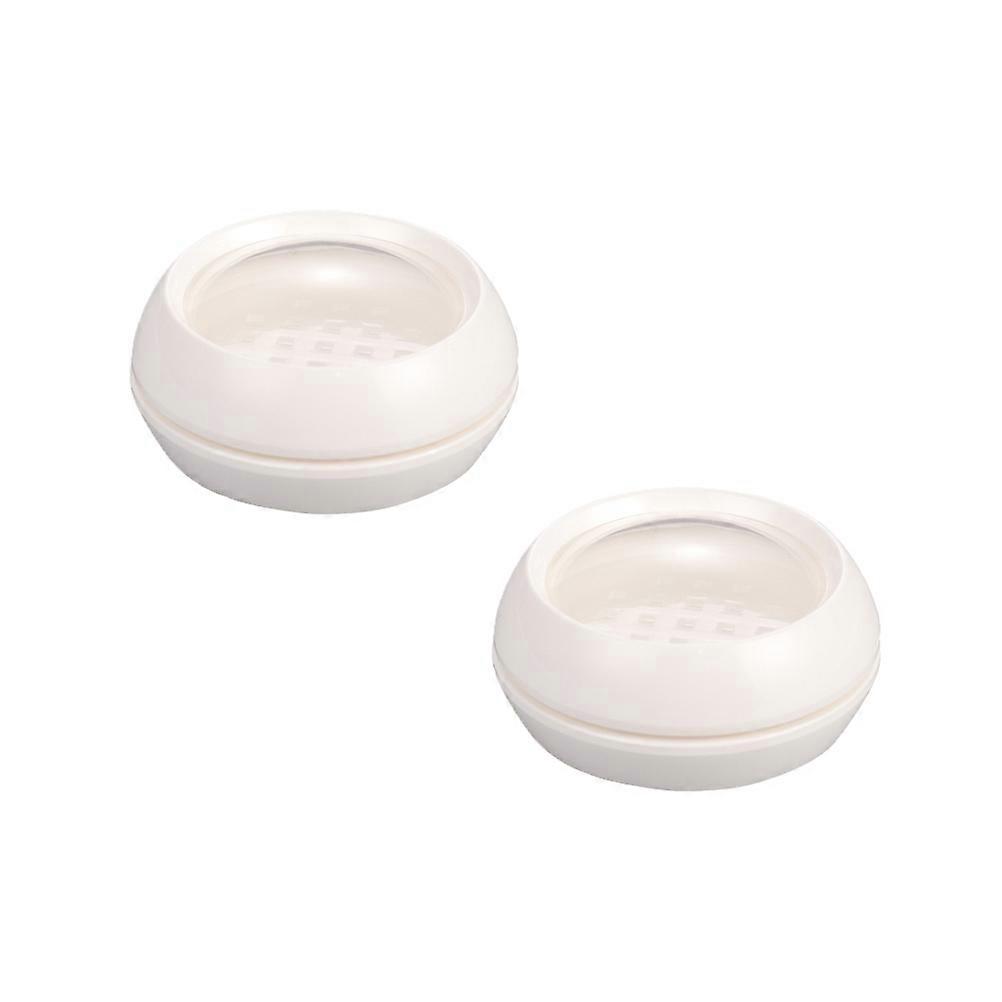 Cosmetic Case Makeup Powder Container for Storage White Double Layer 2Pcs