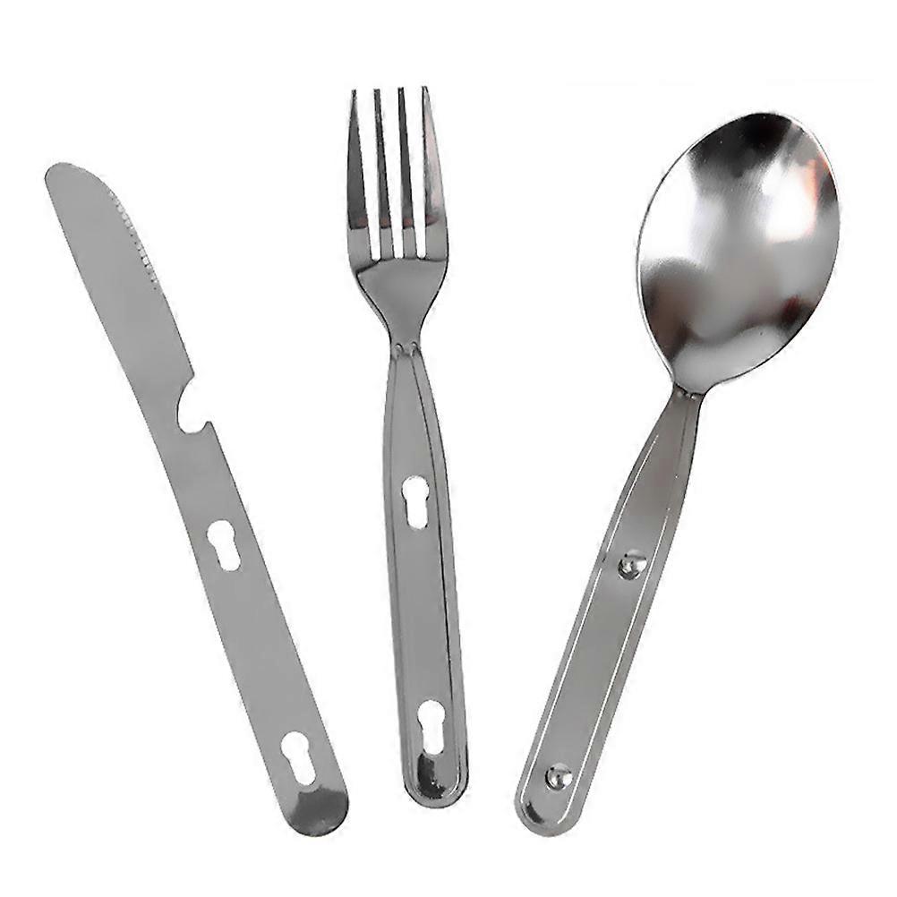 Fork Spoon Camping Tableware for Outdoor Activities 1Set Silver Durable