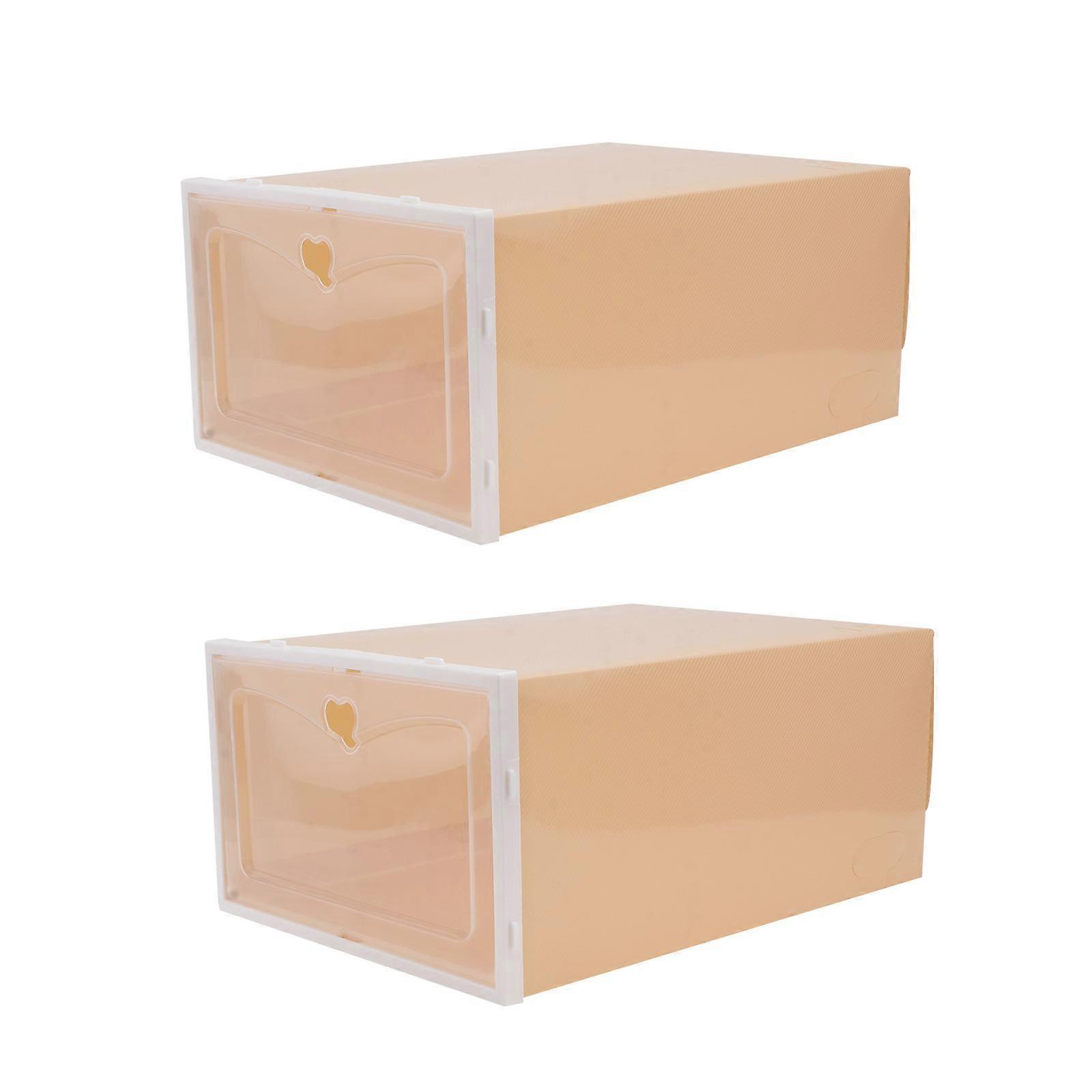 Shoe Cases 2Pcs Household Shoes Storage Cases For Men Yellow Rectangular Storage Dust-proof