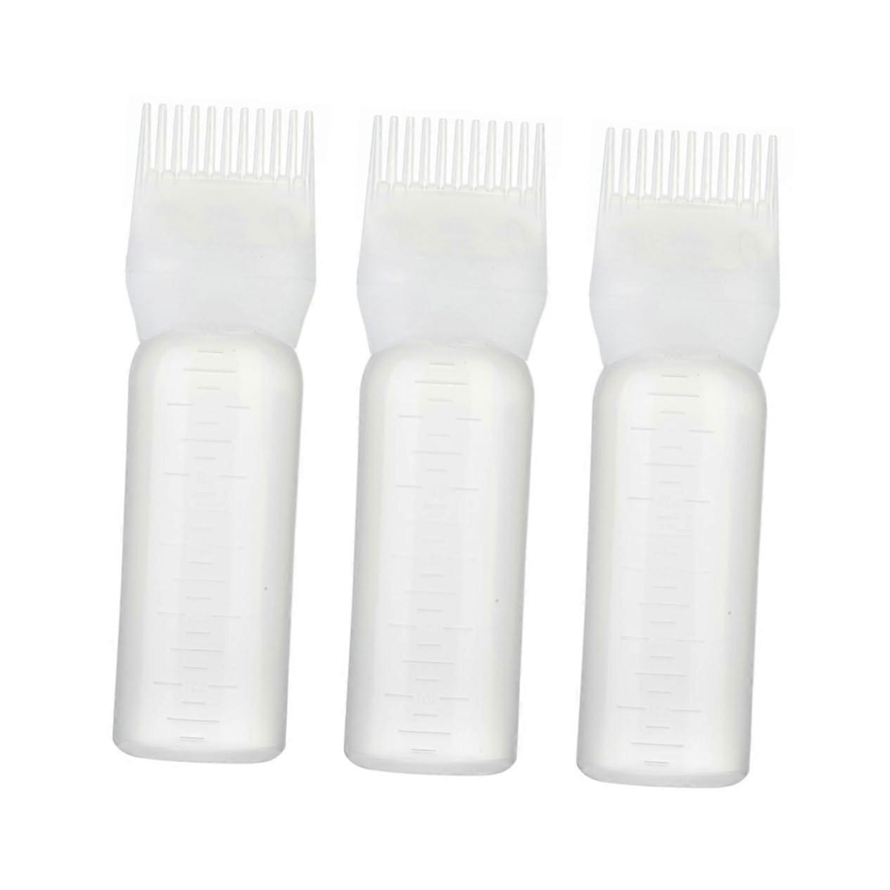 3Pcs Hair Dye Applicator Bottle with Comb for Precise Root Touch Up and Even Color Distribution