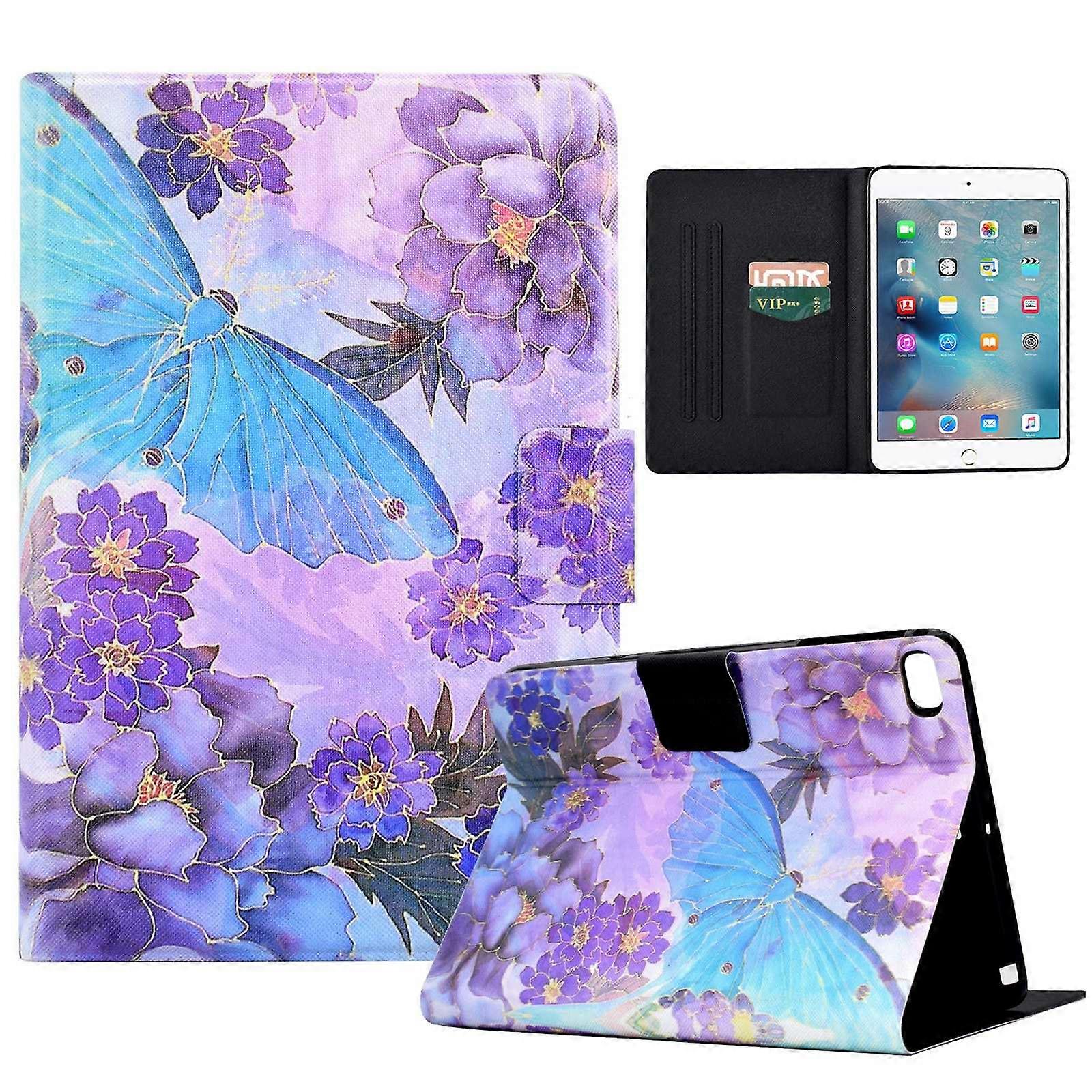 For iPad mini (2019) 7.9 inch/mini 4/3/2/iPad mini Tablet Leather Case Pattern Printing Card Holder 