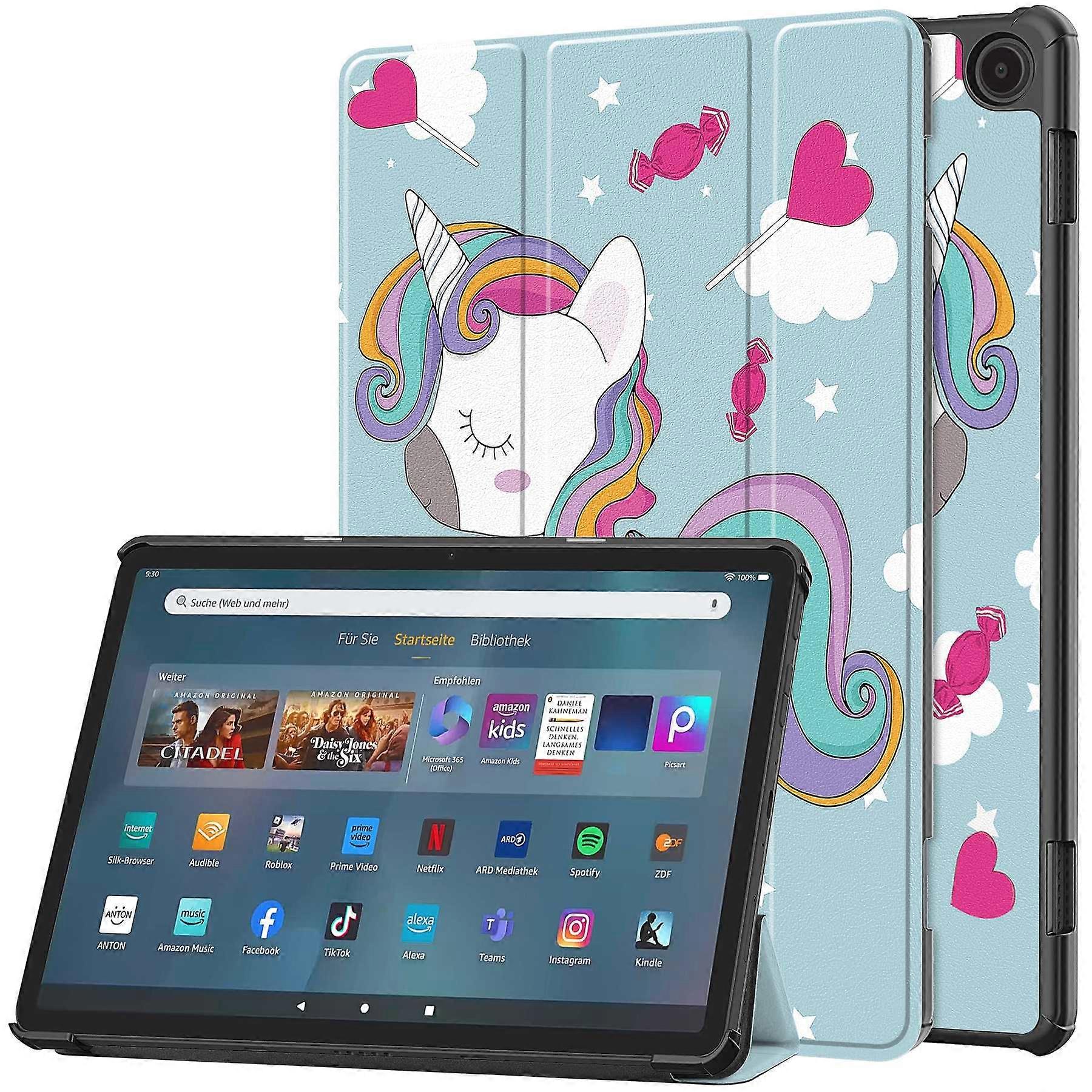For Amazon Fire Max 11 Auto Wake/Sleep PU Leather Tablet Case Tri-fold Stand Pattern Printed Cover