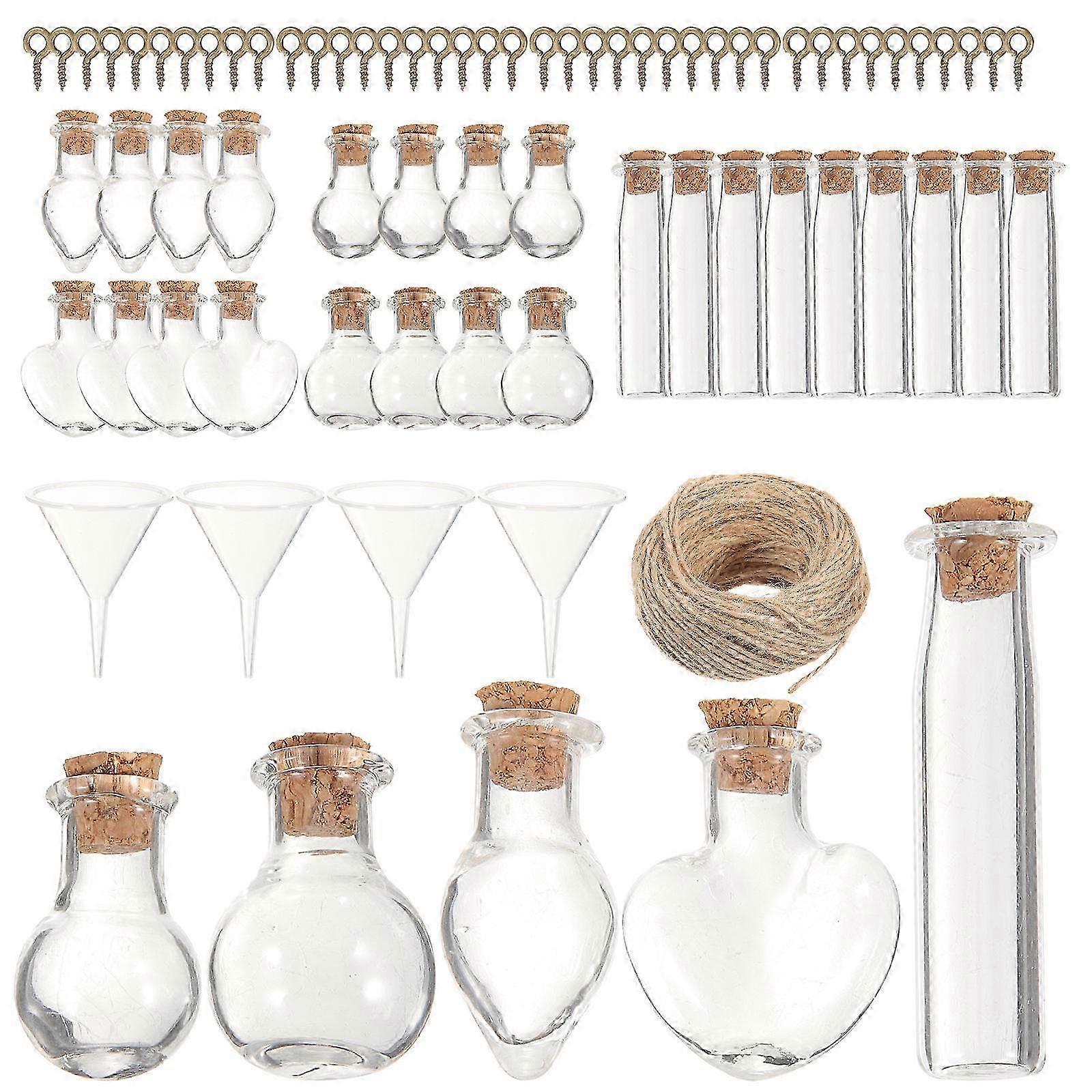 Tiny Jars Mini Glass Bottles with Cork for Decor 4Sets