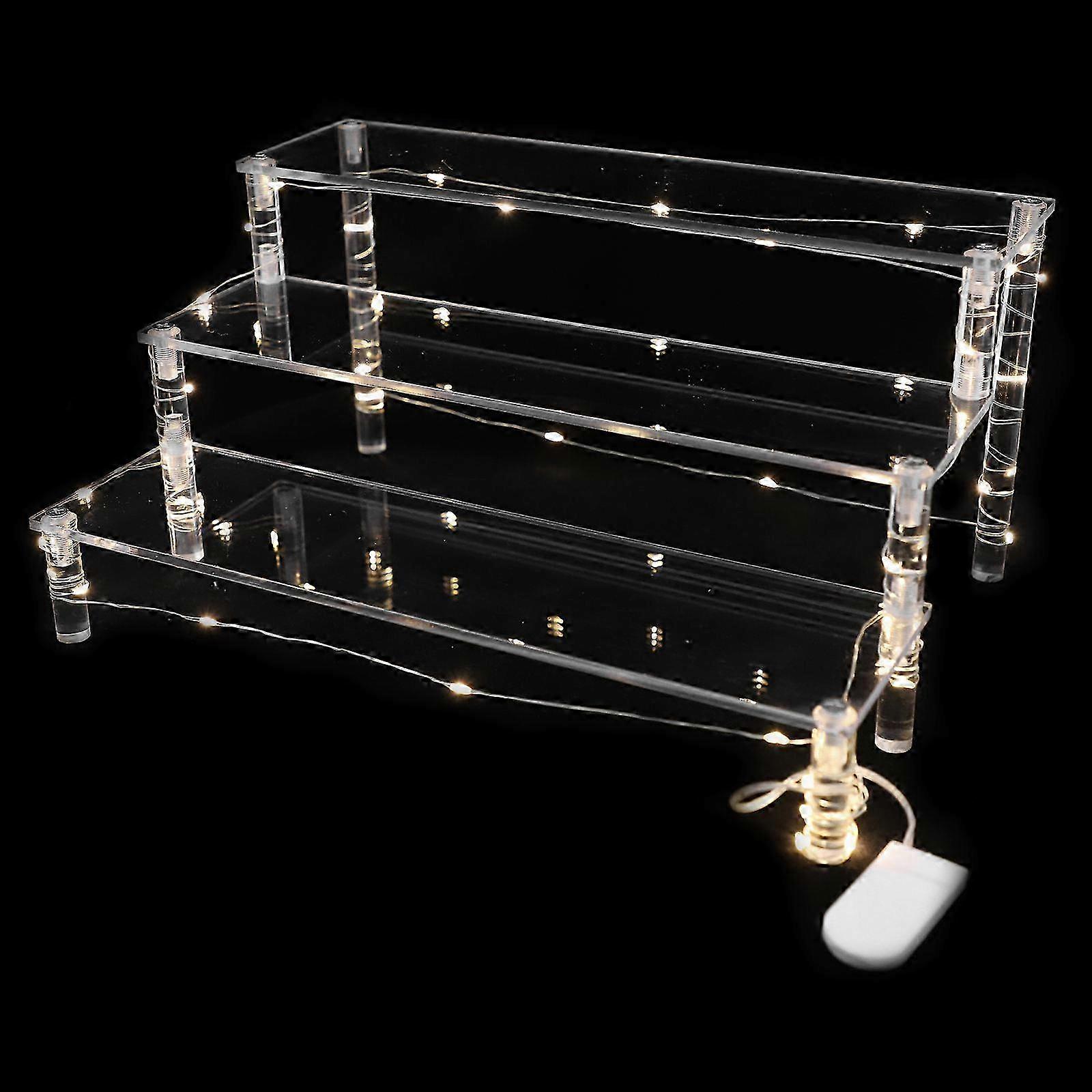 Acrylic Display Stand Transparent LED Dessert Riser for Versatile Storage Use