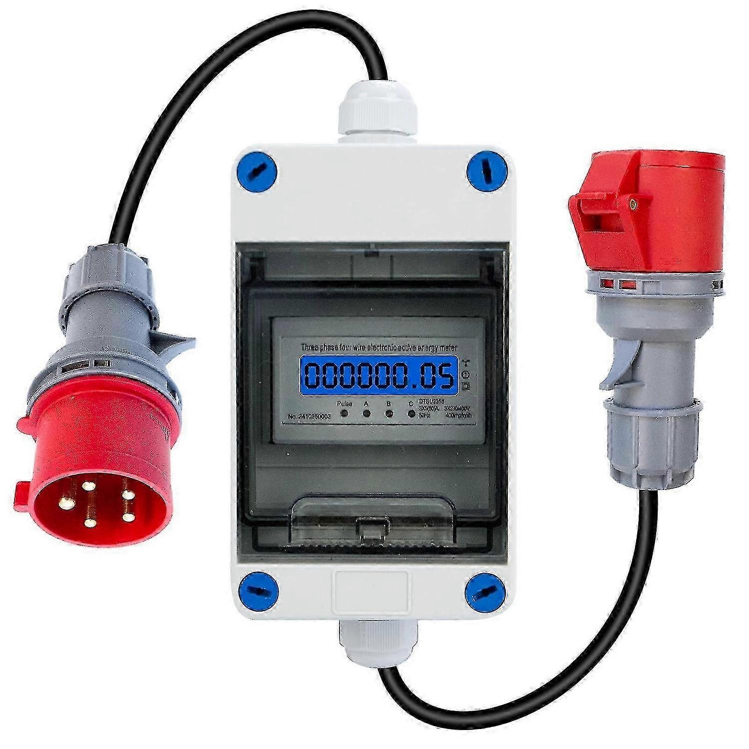 Mobile 3-Phase 32A 400V Digital Electricity Meter with CEE Plug for Camping