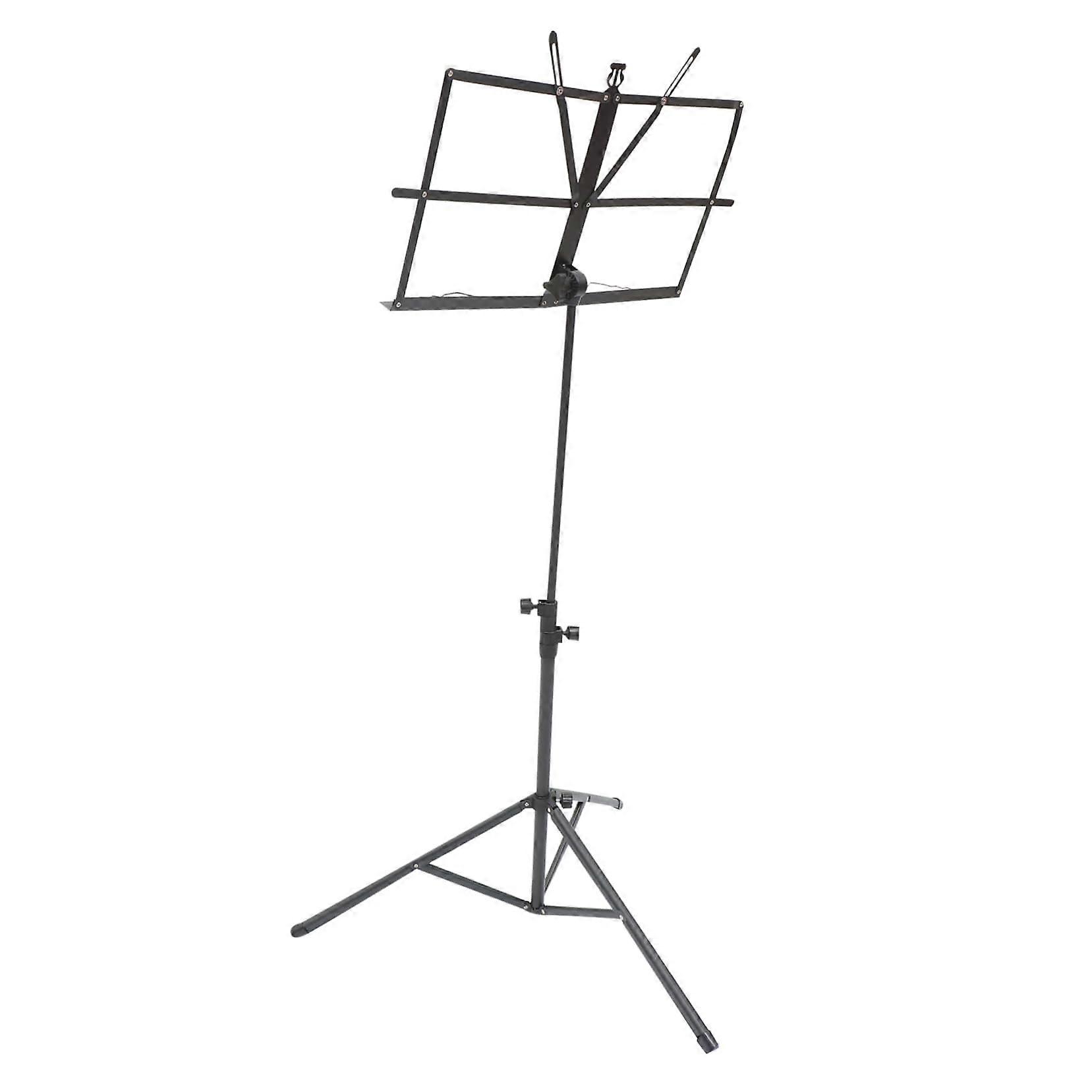 Adjustable Folding Music Stand with Tripod Base, Lightweight Sheet Holder for Instruments, Black