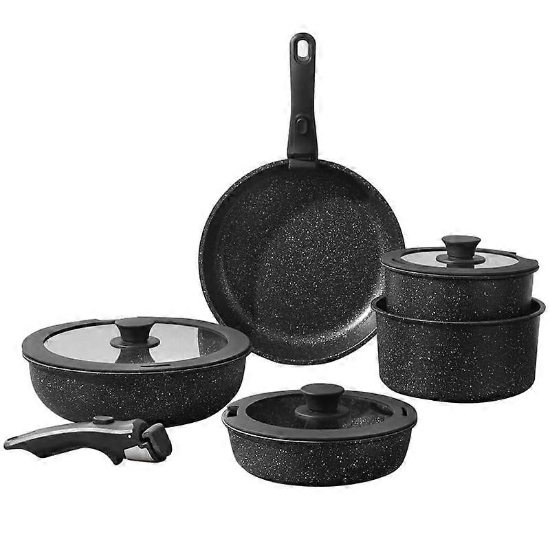 Nonstick Cookware Set with Detachable Handle, Induction Ready, Stackable, PFOA , 10 Pcs