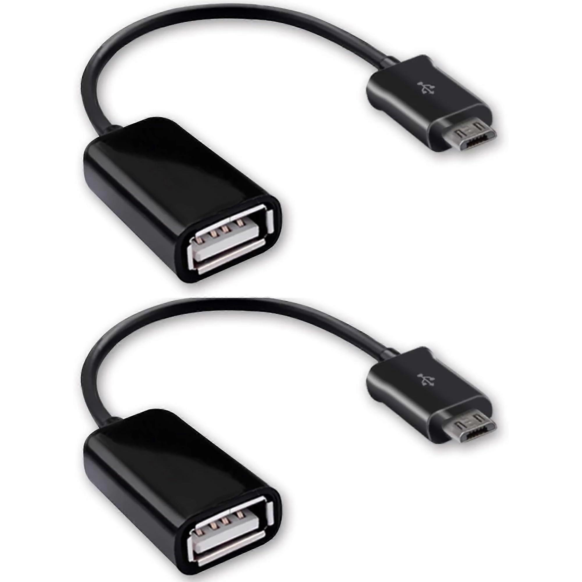 Micro USB OTG Adapter Cable 2 Pack for Android, PlugandPlay 4Inch Design, Expand Device Capability, Black