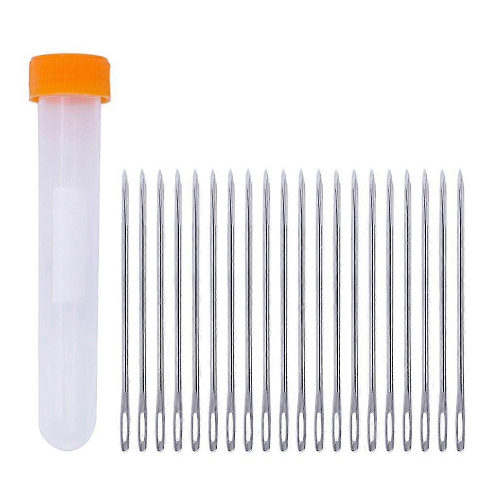 20pcs Non-sharp Large-eye Stitching Needles for Leather Craft Projects with Storage Bottle