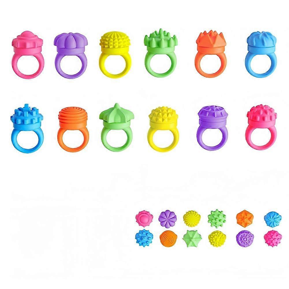 Silicone Fidget Spinner Ring for Stress Relief with 12 Texture Caps & Click Feature, Focus Aid for Work & Study