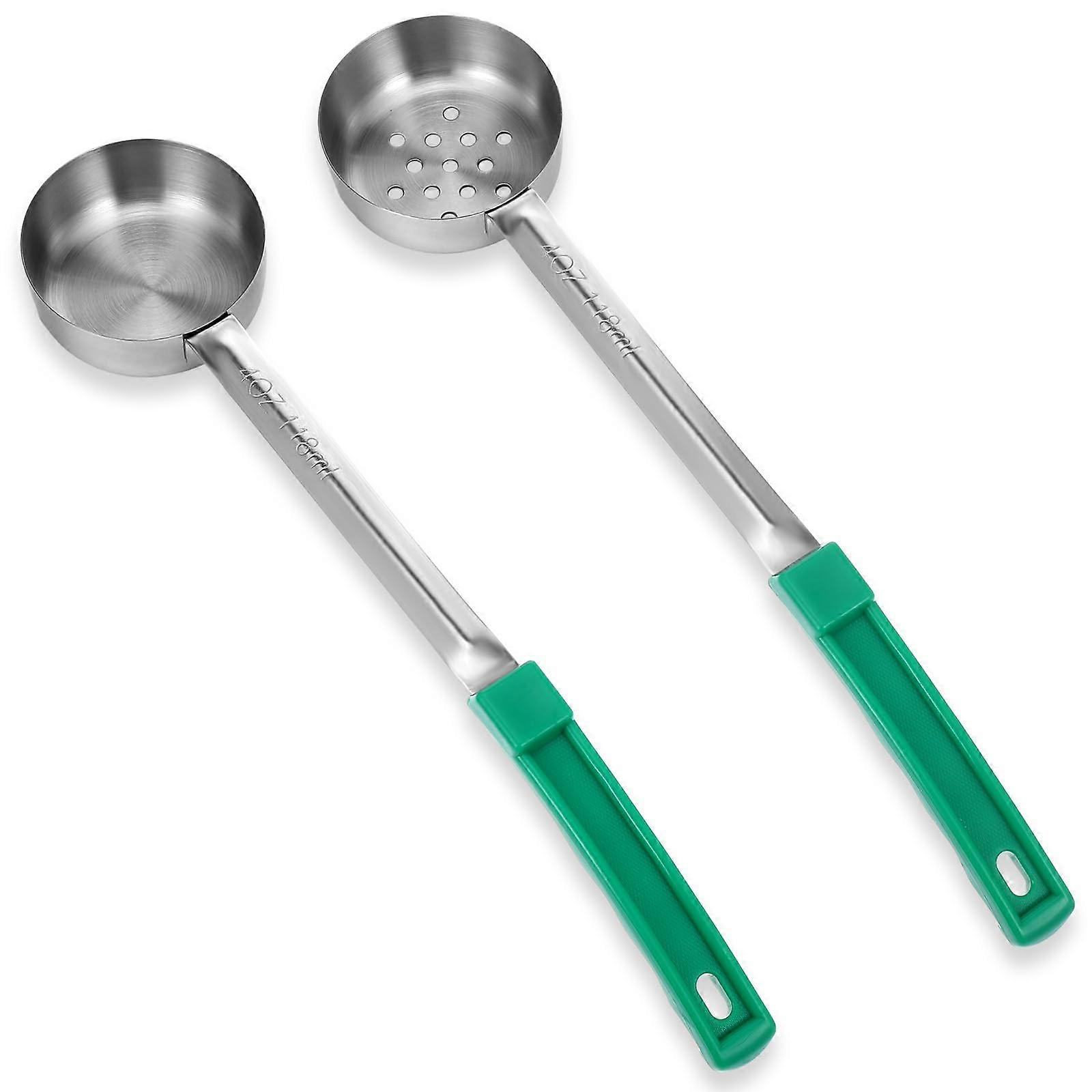 2 Pcs 4oz Portion Control Serving Spoons Set, Stainless Steel Measuring Ladle for Restaurant Use