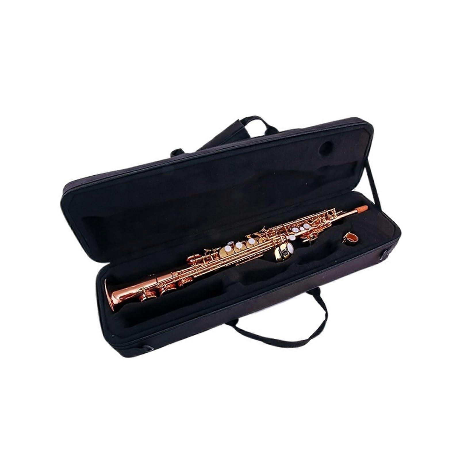 Professional Soprano Saxophone B Flat Phosphor Bronze Lacquer Gold Rich Tone Responsive Keys