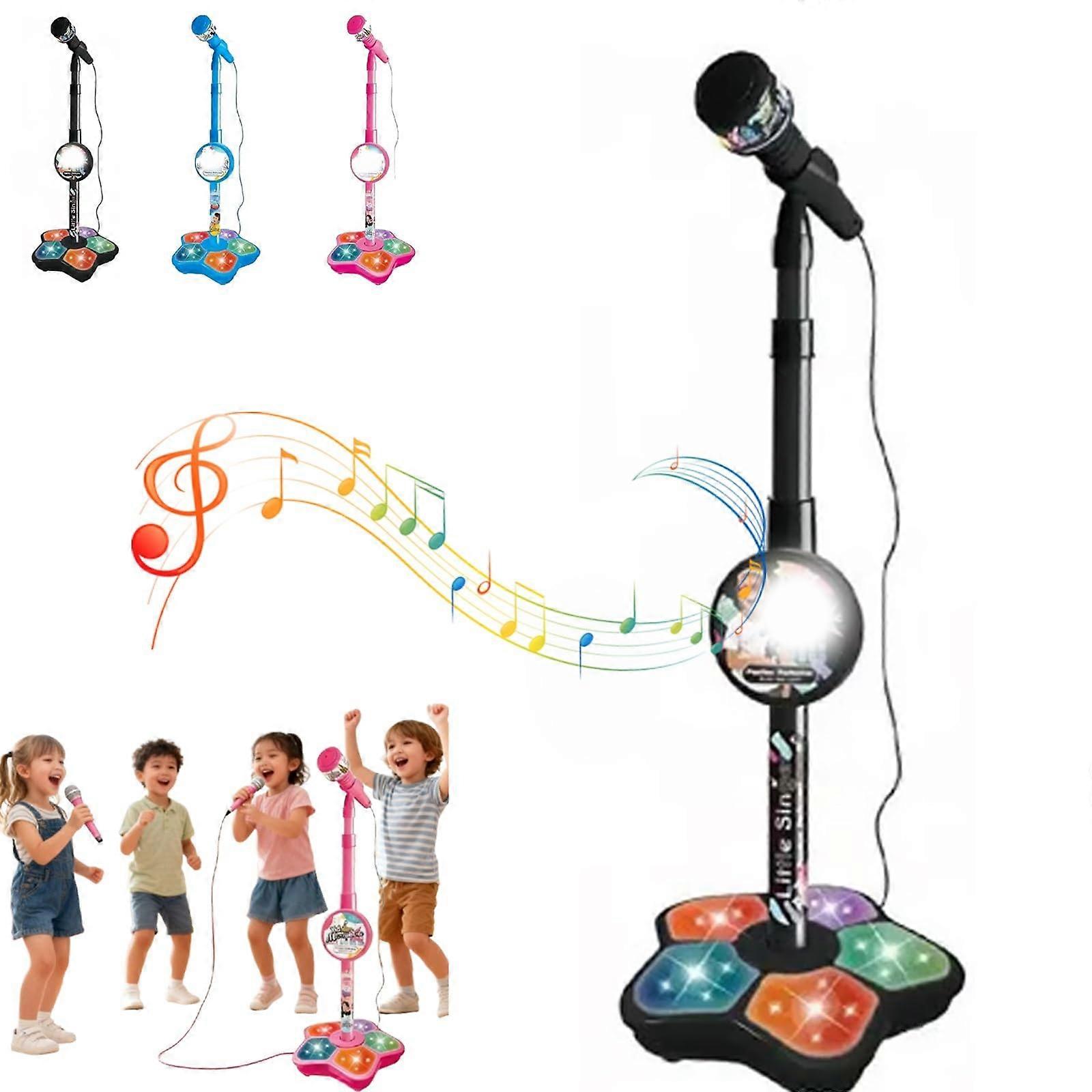 Wireless Bluetooth Kids Karaoke Machine with Microphone, LED Lights and Recording Feature (Black)