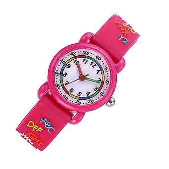 Waterproof Children Wristwatch 1Pcs Lovely Cartoon Watch for Kids Use Rosy
