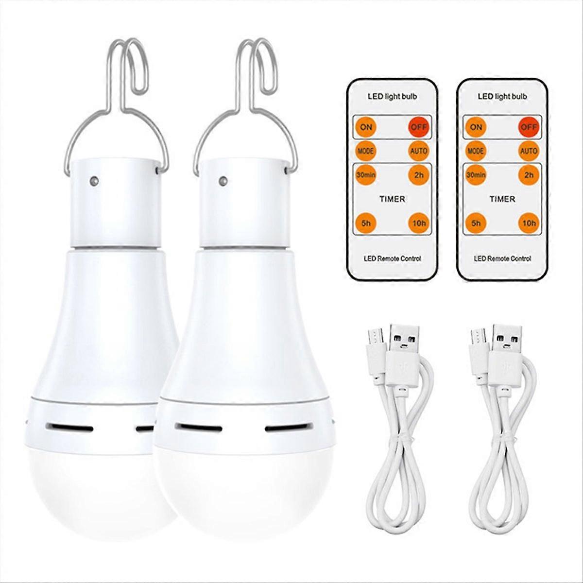 USB Rechargeable Light Bulb,Battery Backup Emergency Light Bulb,2 PCS