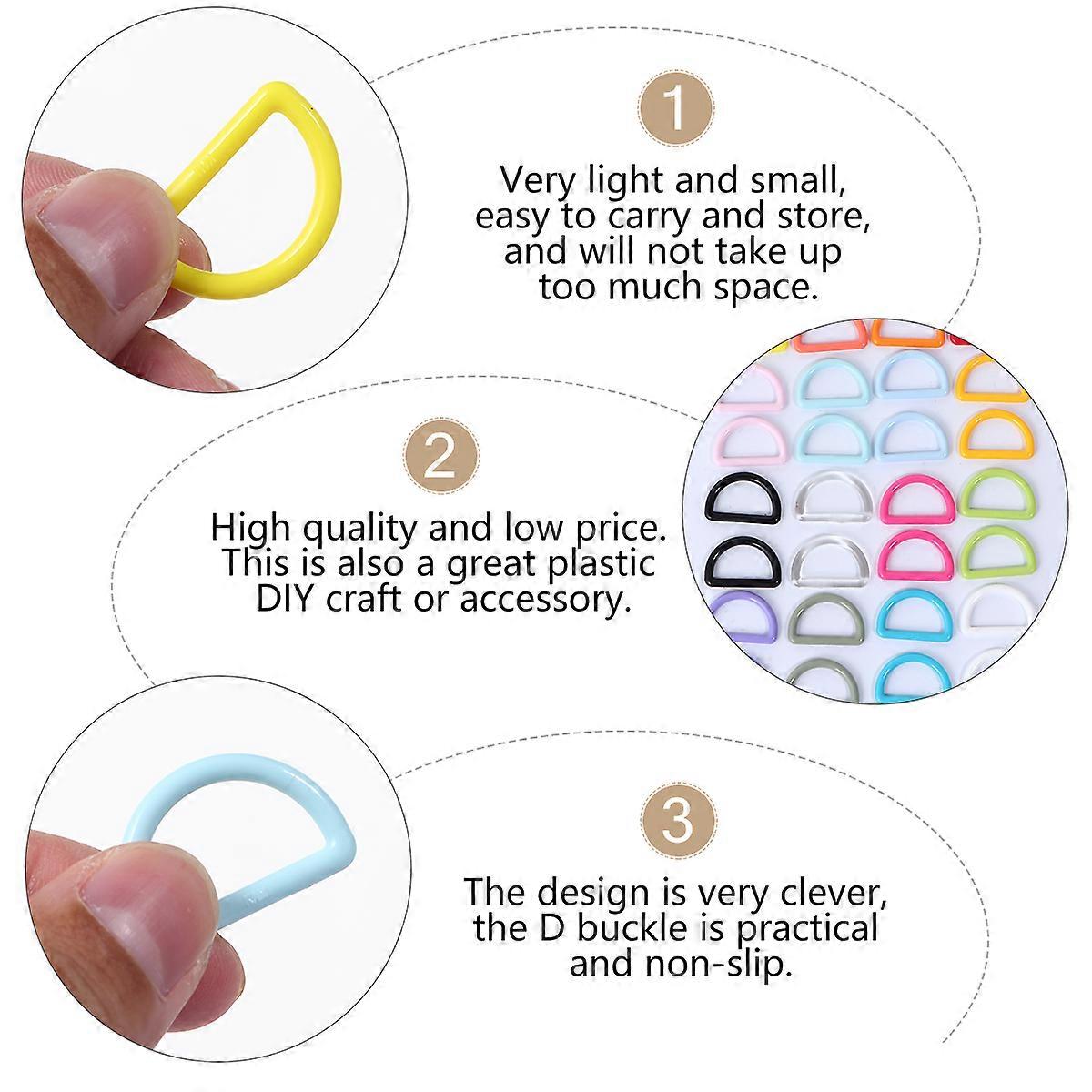 Small D Rings Multi-Purpose D-Ring Buckle Luggage D Shape Mixed Color 32Set