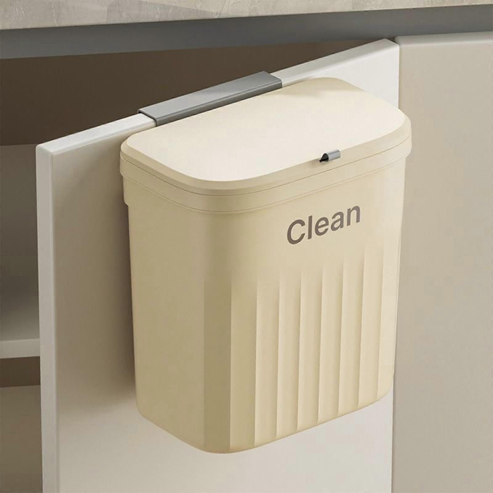 Plastic Wall Mounted Garbage Bin with Lid Kitchen Compost Trash Can for Countertop or Under Sink