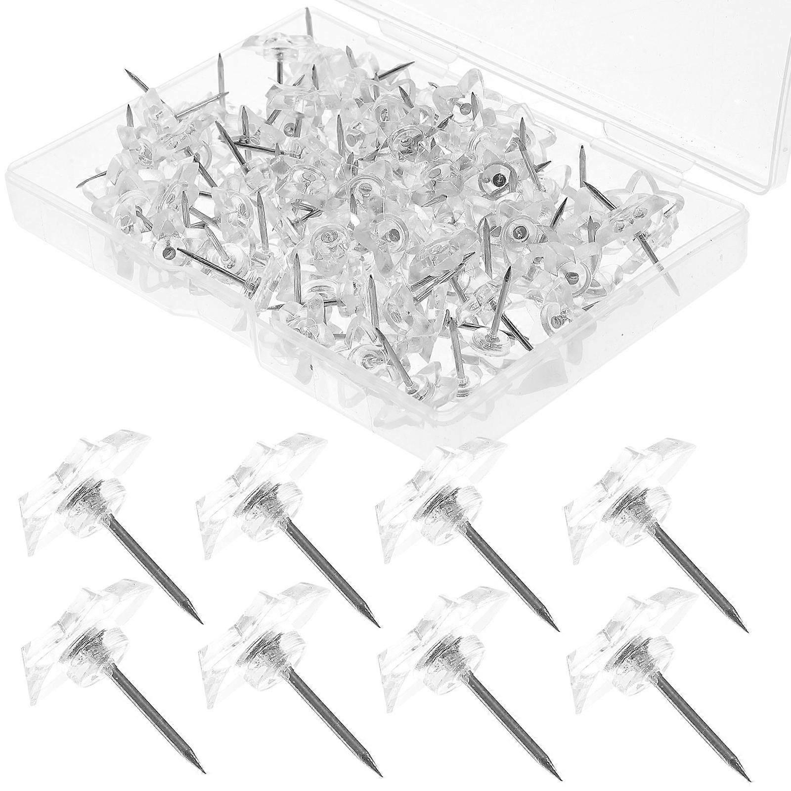 Multi-Function Thumb Tacks Delicate Pushpins for Home Use 100Pcs White Plastic Metal