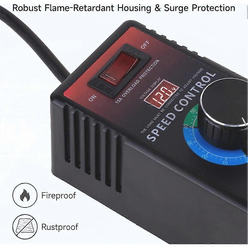 AC Motor Speed Controller 120V15A Speed Control Switch Variable Speed Controller with Adjustable Voltage Display Us Plug