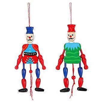 Wood Puppet King Puppet for Home Ornament 2Pcs Wooden Doll Decoration