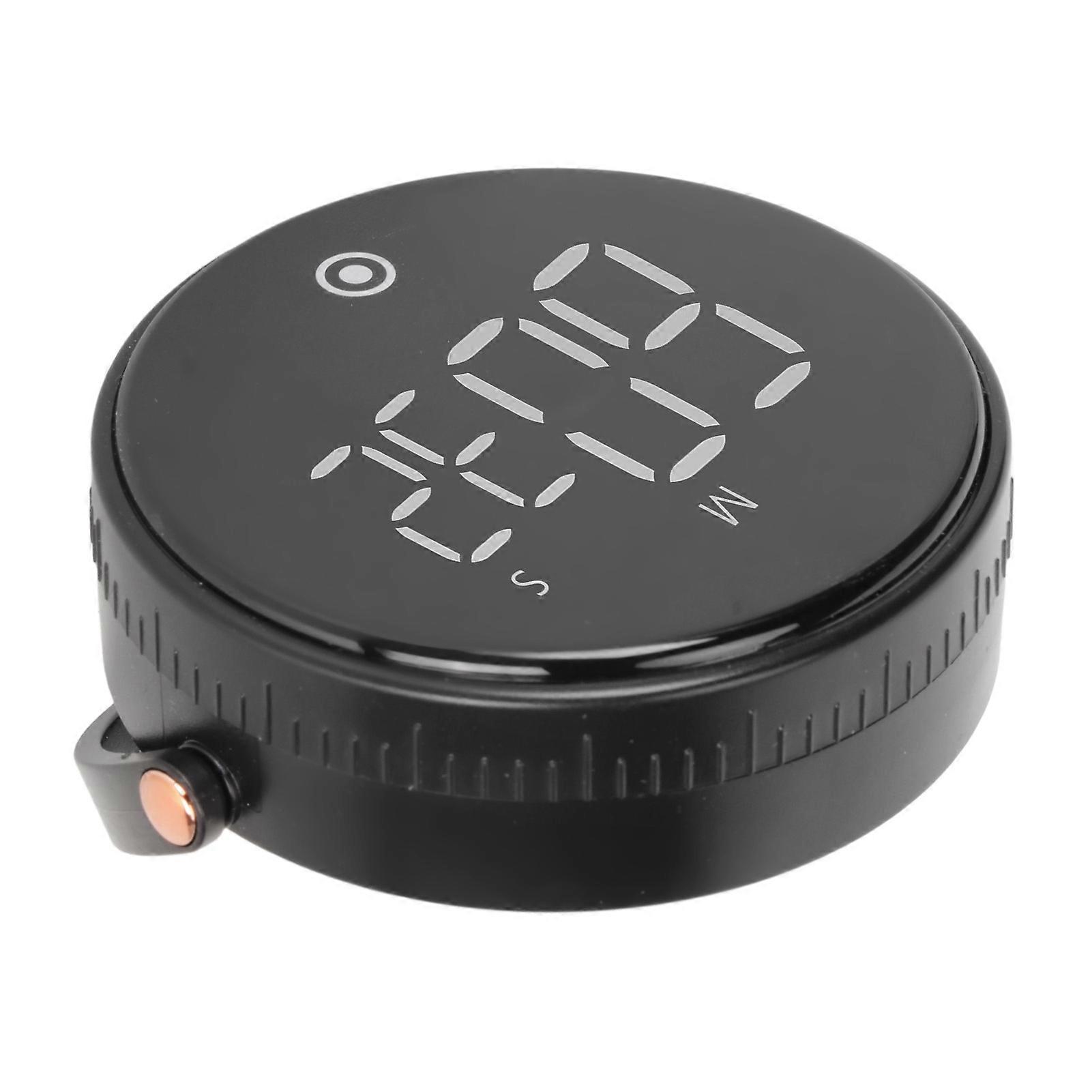 3in LED Digital Timer Rotatable Magnetic Low Noise ABS Shell Silicone Buttons Kitchen Timer Black
