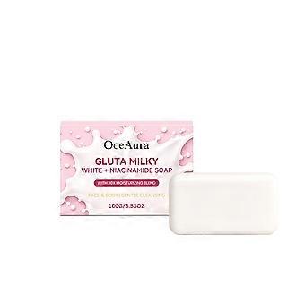Milky Niacinamide Bar Soap 100g,  Glutathione Milk Soap for Face & Body, Deep Cleansing Exfoliating Skin Firming Wash to Improve Dull Uneven Complexio