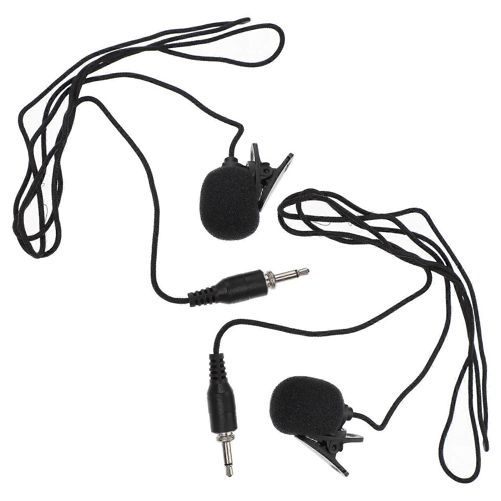 2Pcs 3.5mm Wired Lavalier Lapel Microphone Condenser Microphone Recording Mic