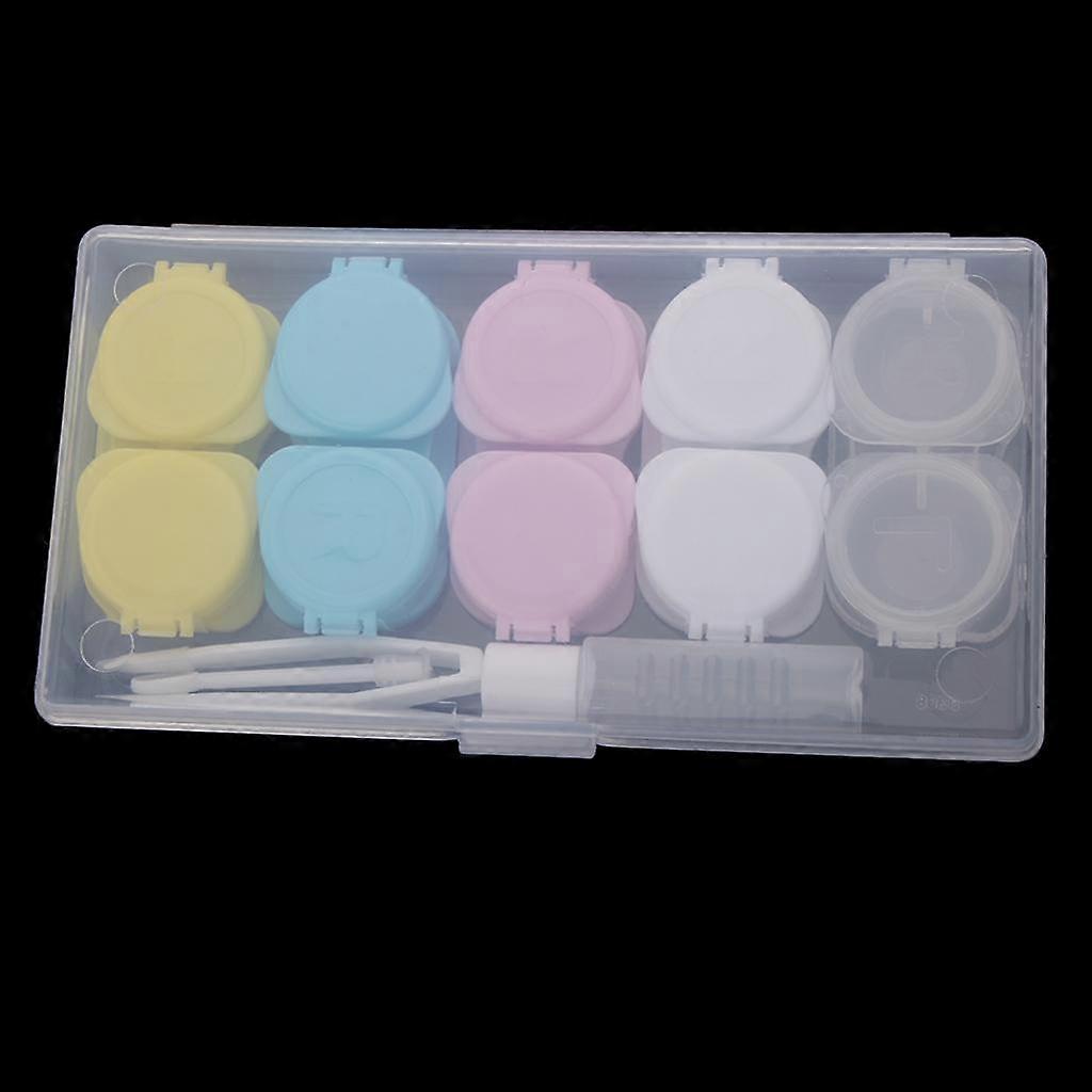 5 Pairs Solid Color Glasses Double Case