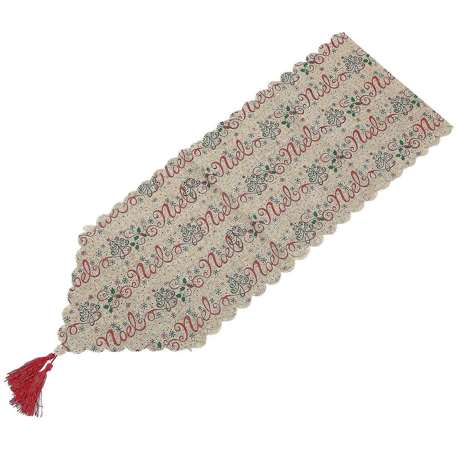 Classic Christmas Table Runner, Linen, Durable, Festive Holiday Table Decor