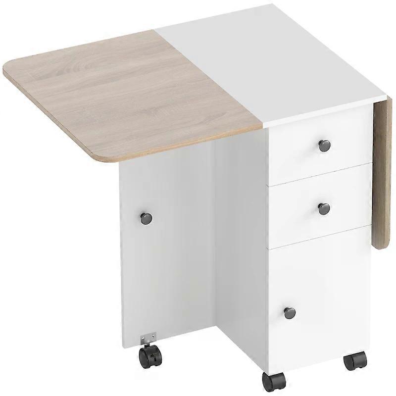Multi-Storage Folding Table with 6 Wheels and 2 Drawers