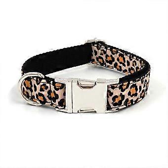 Designer Leopard Print Dog Collar, Adjustable Pet Collar-Silver And Brown Leopard Collar-Xs
