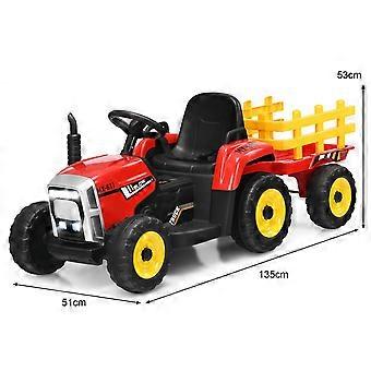3-speed children's tractor 12V ride-on tractor with removable trailer red