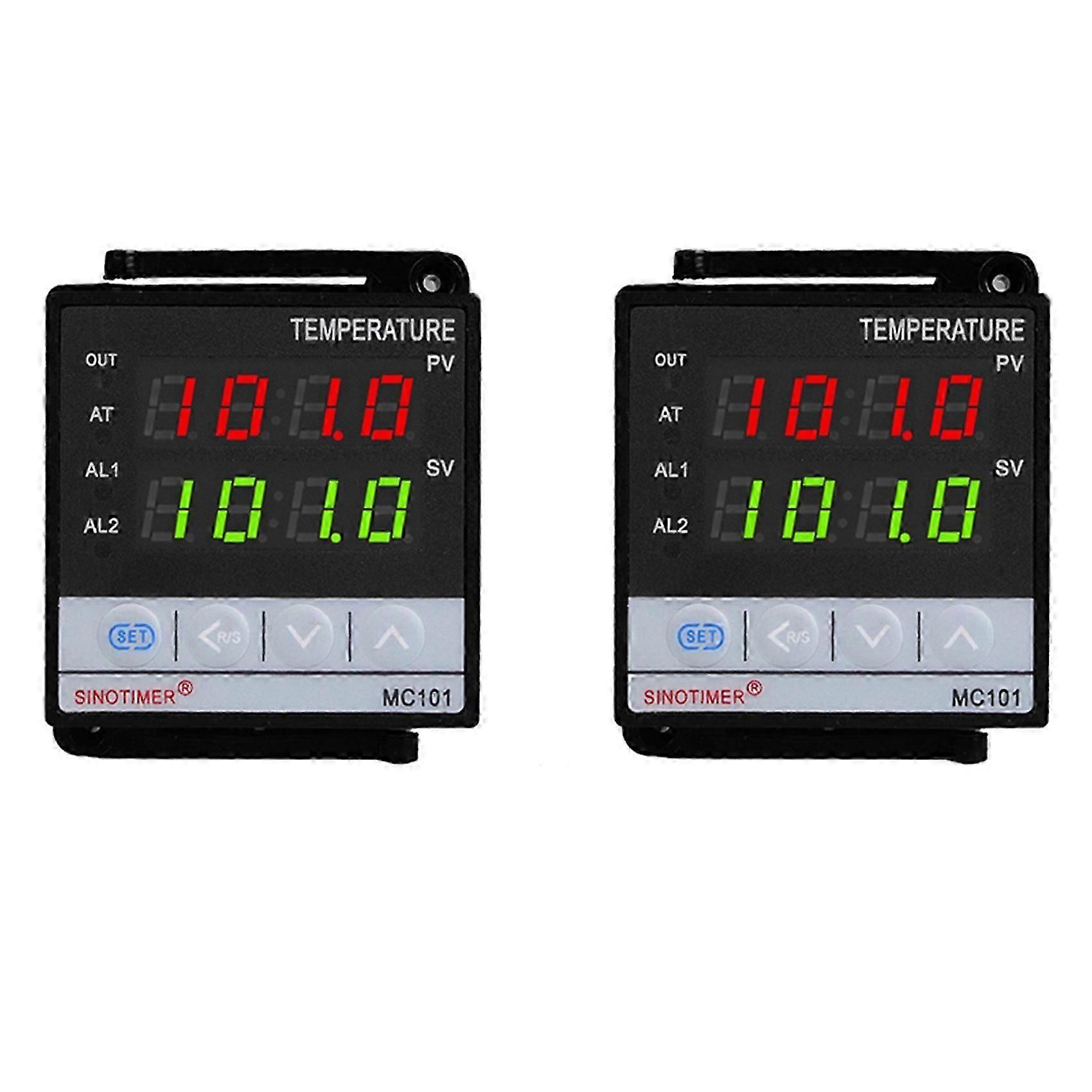 2X SINOTIMER MC101 Digital Display PID Temperature Controller Celsius/Fahrenheit Modes Sensor