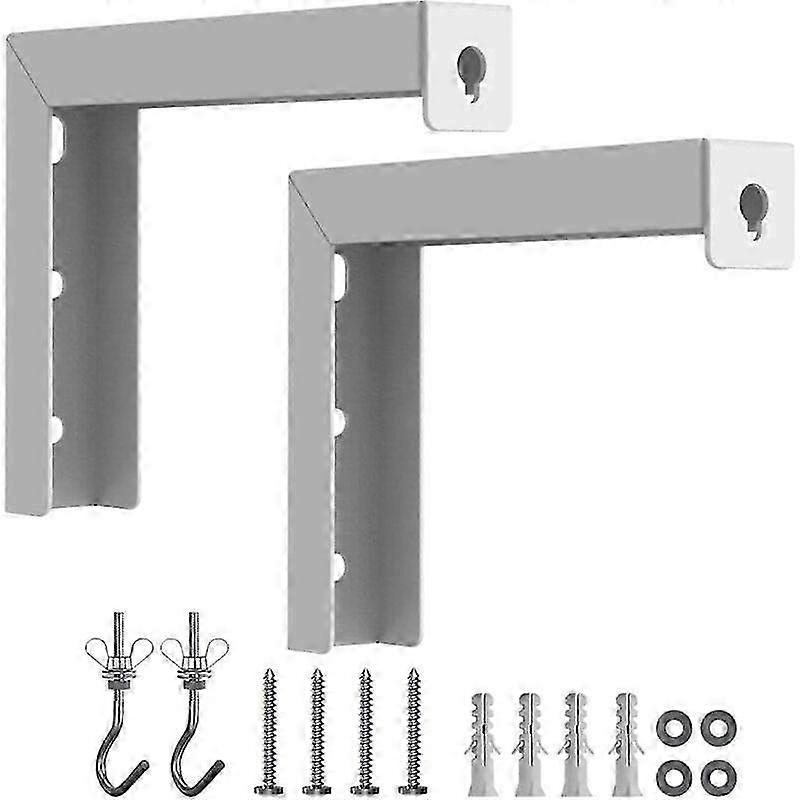 Universal Projector Screen Wall Mount, 1 Pair Projector Screen Mounting Brackets L Brackets Adjustable Mounting Hooks (White)